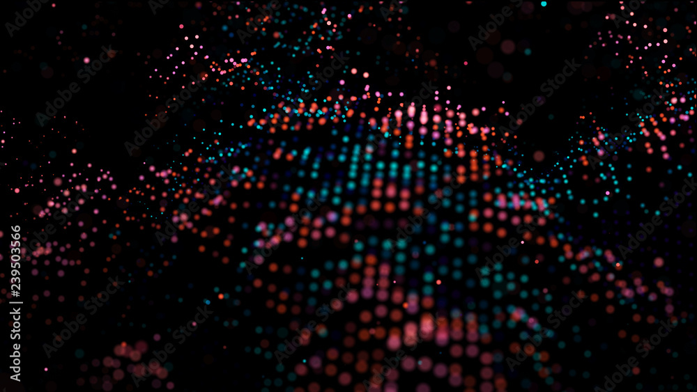Poster big data visualization. visual information complexity. data threads plot. 3d rendering. data technol