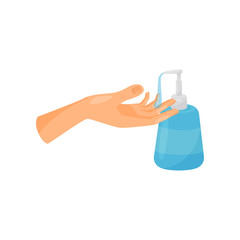 Washing hands with liquid soap, prevention of infectious diseases, health care and sanitation vector Illustration on a white background