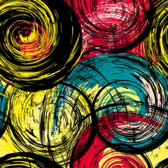 Rolgordijnen seamless background pattern, with circles/waves, strokes and splashes, grungy © Kirsten Hinte