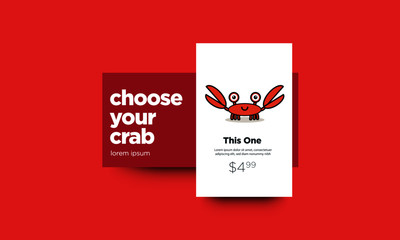 Seafood Menu with Cute Crab Cartoon Vector Illustration