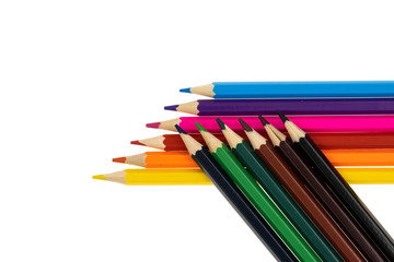 Obraz premium Colour pencils isolated on white background close up