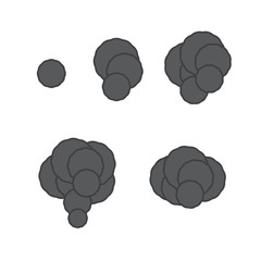 Pixel smoke cloud. Ui video game animation frames.