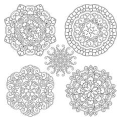 Vector Monochrome Mandala. Ethnic Decorative Element. Round Abstract Object Isolated On White Background