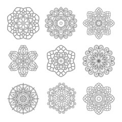 Vector Monochrome Mandala. Ethnic Decorative Element. Round Abstract Object Isolated On White Background