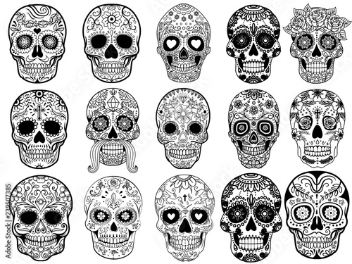 "Sugar skulls Set Vector Illustration" Stock image and royalty-free