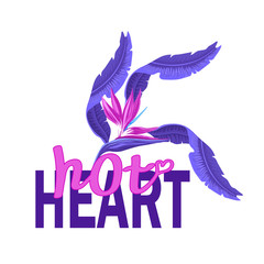 Tropical leaves and flowers. love concept for Valentines Day, Mothers Day or special romantic occasion.