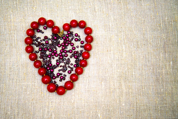Beads in the shape of a heart