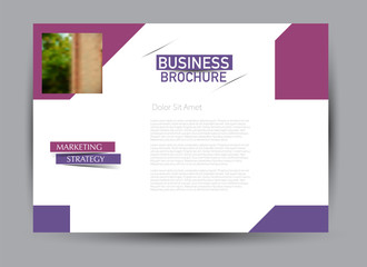 Fototapeta premium Flyer, brochure, billboard template design landscape orientation for business, education, school, presentation, website. Purple color. Editable vector illustration.