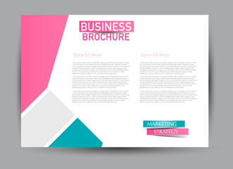 Flyer, brochure, billboard template design landscape orientation for business, education, school, presentation, website. Green and pink color. Editable vector illustration.
