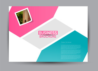 Flyer, brochure, billboard template design landscape orientation for business, education, school, presentation, website. Green and pink color. Editable vector illustration.
