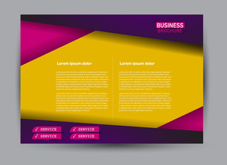 Flyer, brochure, billboard template design landscape orientation for business, education, school, presentation, website. Orange, pink, and purple color. Editable vector illustration.