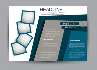 Flyer, brochure, billboard template design landscape orientation for business, education, school, presentation, website. Blue color. Editable vector illustration.