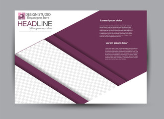 Flyer, brochure, billboard template design landscape orientation for business, education, school, presentation, website. Purple color. Editable vector illustration.