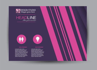 Naklejka premium Flyer, brochure, billboard template design landscape orientation for business, education, school, presentation, website. Pink and purple color. Editable vector illustration.