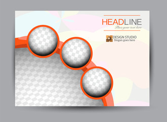 Flyer, brochure, billboard template design landscape orientation for business, education, school, presentation, website. Orange color. Editable vector illustration.