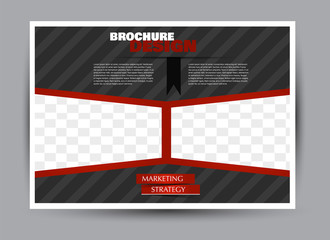 Flyer, brochure, billboard template design landscape orientation for business, education, school, presentation, website. Black and red color. Editable vector illustration.