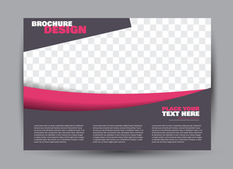 Flyer, brochure, billboard template design landscape orientation for business, education, school, presentation, website.Pink and grey color. Editable vector illustration.