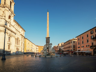 Obraz na płótnie Canvas Egyptian obelisk, Navona Square in the morning, Rome, Italy