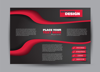 Flyer, brochure, billboard template design landscape orientation for business, education, school, presentation, website. Black and red color. Editable vector illustration.