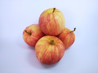 the apples against white background
