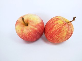 the apples against white background