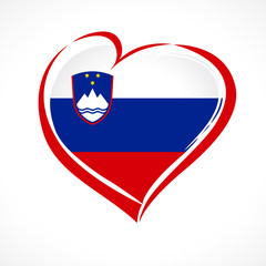 Love Republic of Slovenia, heart emblem. Flag of Slovenija with heart shape in national colors. Dan samostojnosti in enotnosti, translate: Independence and Union Day 26 December. Vector illustration