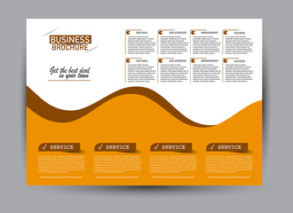 Flyer, brochure, billboard template design landscape orientation for business, education, school, presentation, website. Orange color. Editable vector illustration.