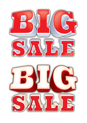 A perspective 3d BIG SALE banner in red color for a huge promotional discounts of every shops, stores and Supermarkets and Mall.