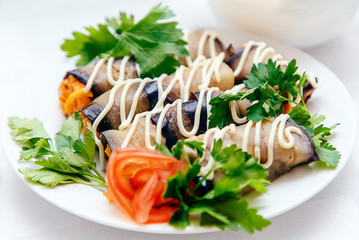 eggplant rolls stuffed with carrots