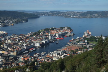 Fototapeta na wymiar Bergen, Norway panorama from Mt. Floyen