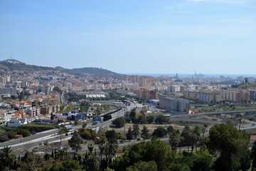 Fototapeta na wymiar panoramic city view from park in Malaga, Conception garden, jardin la concepcion in Malaga, Spain, botanical garden