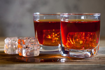 old wisky in two glasses