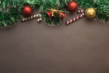 Christmas background with copy space, Christmas toys decorated.