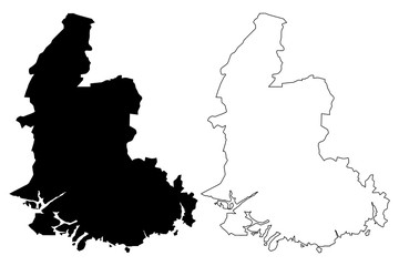Vest-Agder (Administrative divisions of Norway, Kingdom of Norway) map vector illustration, scribble sketch Vest-Agder fylke map