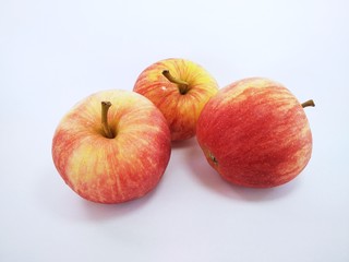 the apples against white background