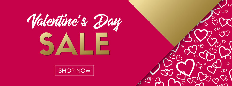 Valentine's Day sale. Vector banner template for online shopping