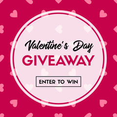 Valentine's Day giveaway. Vector banner template for online holiday contest