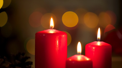 Beautiful candles burning creating calm and relaxing atmosphere, spa salon