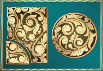 Golden ornate decorative design elements