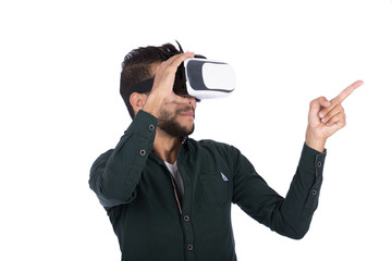 VR glasses player pointing