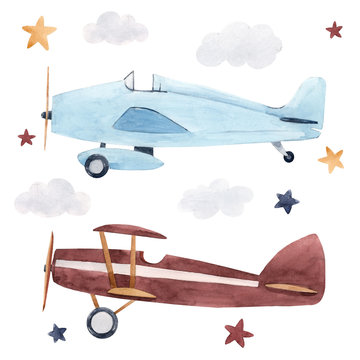 Watercolor aircraft illustration