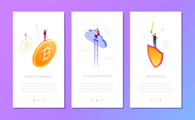 Technology - set of isometric vector vertical web banners