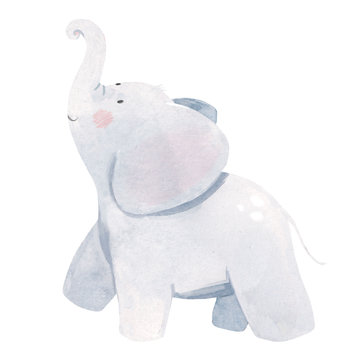 Watercolor Baby Elephant Illustration