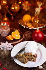 Christmas concept.Homemade christmas cake with christmas decoration