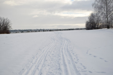 Fototapeta na wymiar ski track, winter landscape