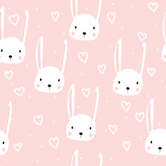 Seamless pattern with cute rabbit fur. Scandinavian style. For printing on textiles. Hand-drawn. - 239520352