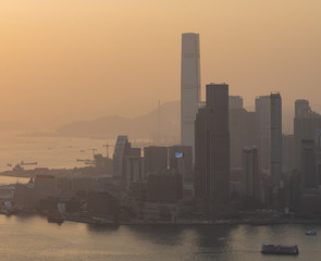 Fototapeta premium Hong Kong Victoria Harbor View , Victoria Harbor, Hong Kong. Look out from Tsim Sha Tsui Hongkong