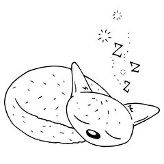 Cat icon. Vector illustration of a sleeping cat. Hand drawn cartoon cat.