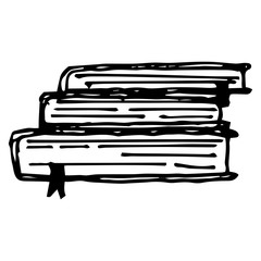 Book icon. Vector illustration of a stack of books. Hand drawn book.