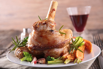 grilled lamb chop and vegetable